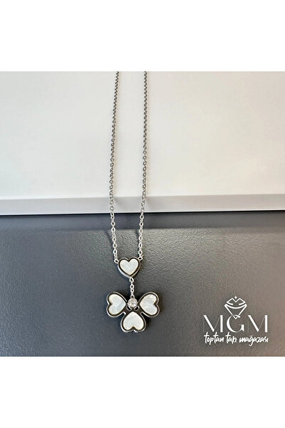 Inure Jewelry قلادة على شكل قلب من الفولاذ المطلي باللؤلؤ - Kl0155