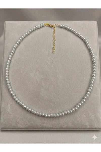 Inure Jewelry White Glass Pearl Necklaces 40+5 cm - Kl0302