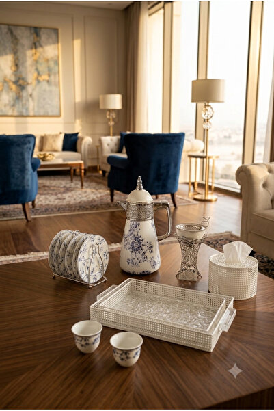 Generic Luxury Tea or Coffee Thermos and Serving Tray and Napkin Box Set with...