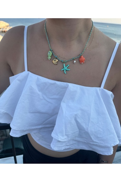 Xui Yeni Sezon Murano İpli Deniz Yıldızı-Balık-Kaplumbağa Charm Kolye /Deniz ...