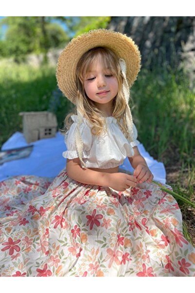MİO Girl's Cropped Buckle-Decorated Long Skirt Set