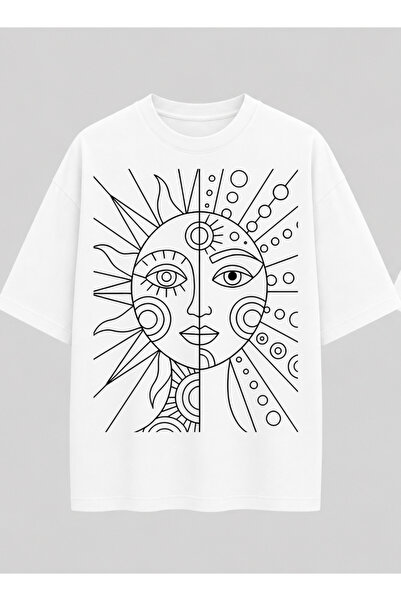 OPPPSSS Vintage Line Art Relaxed Fit White Unisex T-Shirt |   Retro Sketch De...