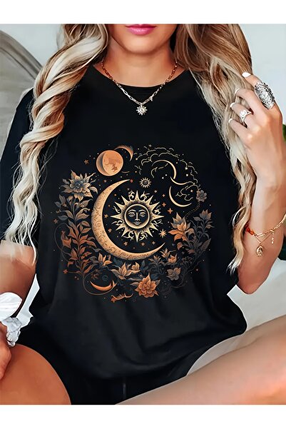 NOURAM تيشيرت نسائي كاجوال بقصة مريحة يتميز بتصميم أسود بأكمام قصيرة وياقة دا...