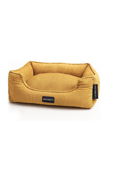 Doctor Pet Corduroy Pet Bed Large - Dark Yellow - Soft & Durable Washable Pet...
