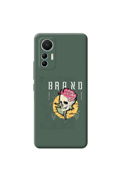 Other Xiaomi Mi 12 Lite Skull Roses Dark Green Colored Silicone TPU Θήκη