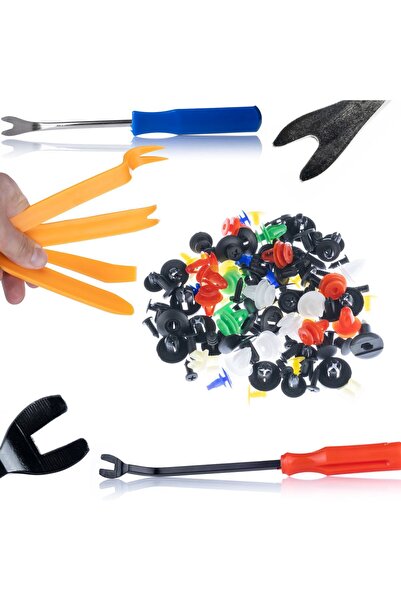 Rosfix Set universal de cleme auto, 100 de bucăți, cu kit de unelte pentru de...