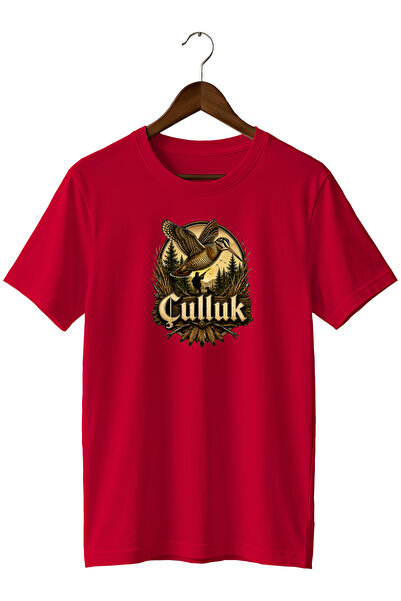 WİDİ Men's Vintage Hunter T-Shirt with Skull and Nature Illustration Print
