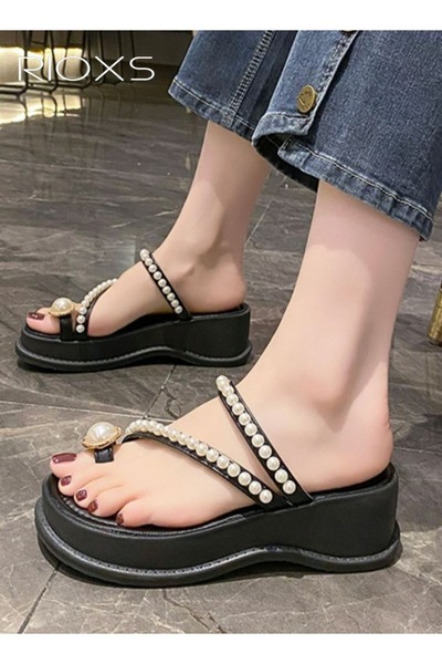 RIOXS Women's Wedge Sandals, Dressy Summer Chunky Platform Toe Ring Flip-flop...
