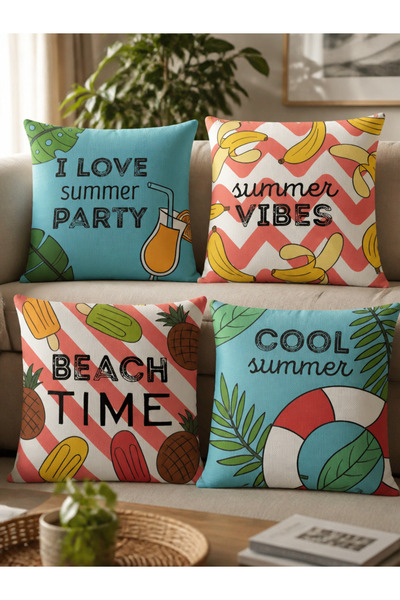 LadiesHome Modern Cottage Style 4-Piece Cushion Cover Set, 43X43 Cm, Double-S...