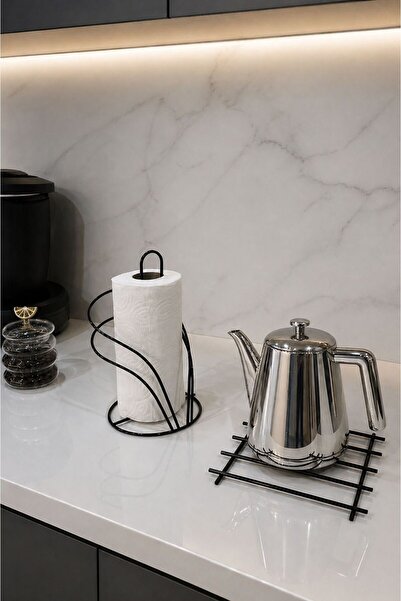 Edora Home Set of 2 Black Swan Napkin Holder Trivet Kitchen Set