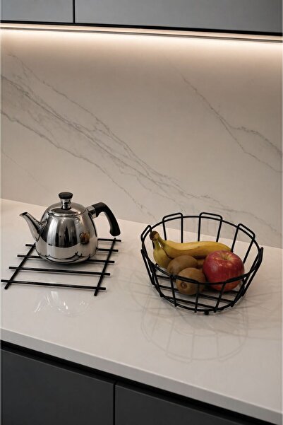 Edora Home Set of 2 Black Nihale Oval Corner Fruit Basket Kitchen Set