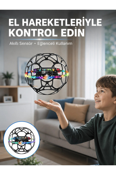 Genel Markalar LED Işıklı Futbol Topu Mini Drone Akıllı Sensörlü El Kontrollü