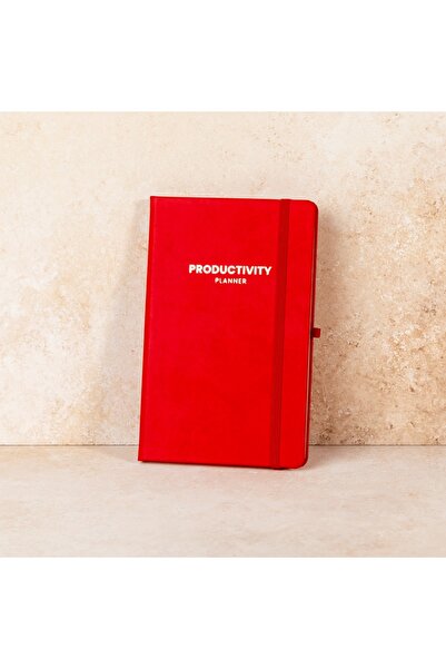 Hellobox Red Leather Productivity Notebook-Planner - Gilded Printed 13X21 cm ...