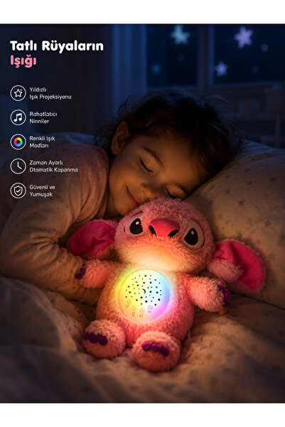 DoviCo Pembe Stitch Çocuk Uyku Arkadaşı Işıklı Peluş Oyuncak – Renk Değiştire...