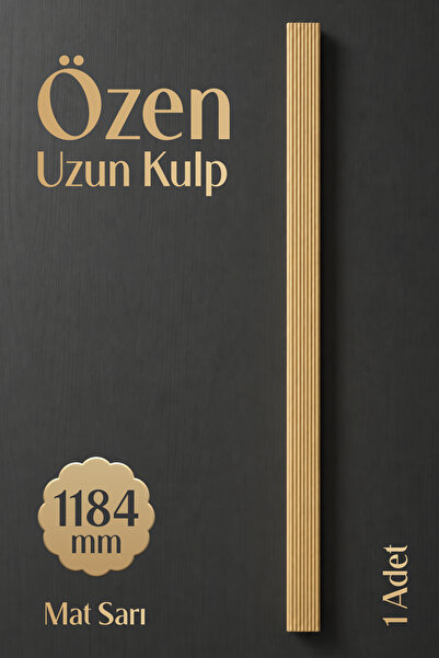 Badem10 Özen (1 Adet) Mat Sarı Renk Çizgili Çekmece Kulp 1184 mm Modern Uzun ...