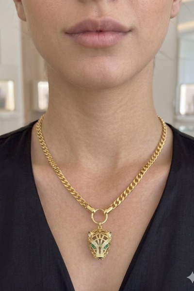yb yağmur butik Green Eyed Tiger Necklace