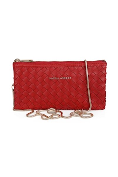 Laura Ashley , Geanta crossbody din piele ecologica, cu aspect impletit, Rosu