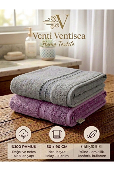 VENTİ VENTİSCA Şan Collection 100% Cotton 2 Pieces Floral Patterned 50 X 90 c...