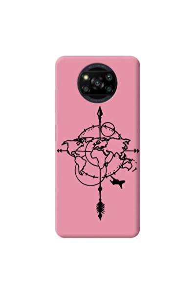Other Xiaomi Poco X3 /X3 Pro Old Map Pink Colored Silicone TPU Θήκη