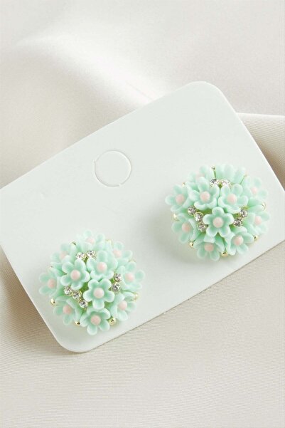TakÇalıştır Flower Stone Plastic Earrings