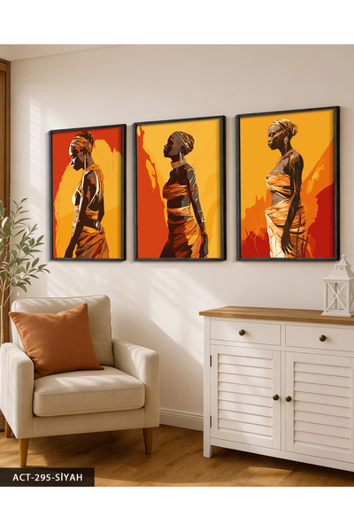 Evinemoda African Woman 3 Piece Wooden Framed Painting Act