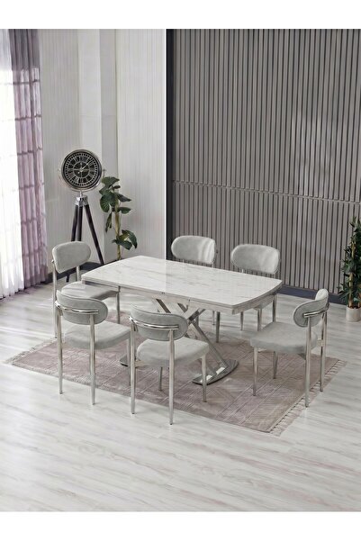 JoyMassa VENOXA 80X120 MDF MASA / 6 POLO SANDALYELİ MASA TAKIMI