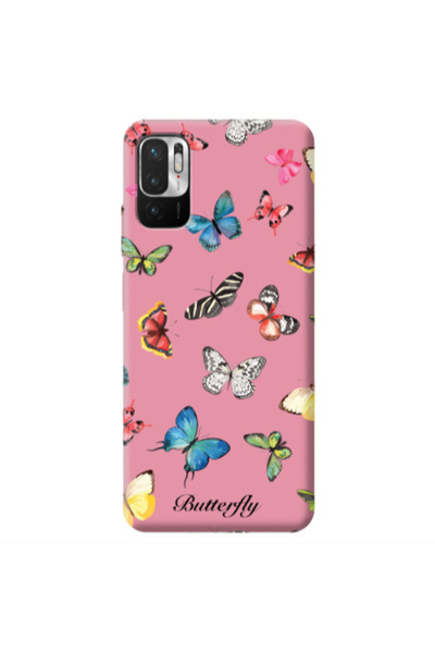 Other Xiaomi Redmi Note 10 Pro 5G Mixed Butterflys Pink Colored Silicone TPU ...