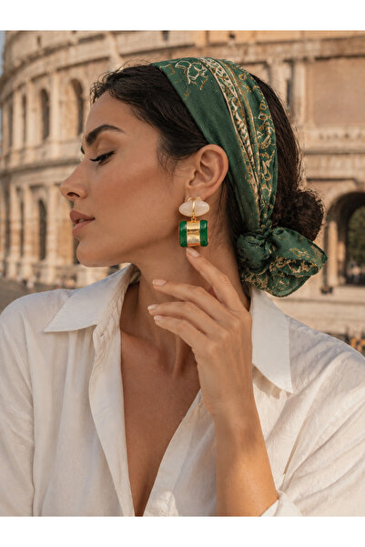 Atelier Licia Gold Vintage Dangle Green Earrings