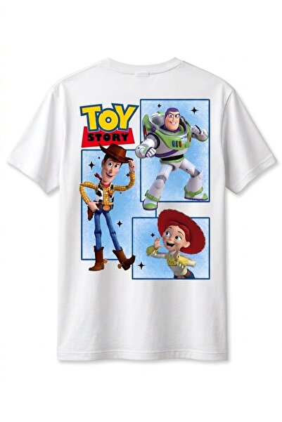 Huw Oyuncak Hikayesi Toy Story Baskılı Beyaz Erkek Örme Bisiklet Yaka T-shirt