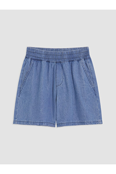 LC Waikiki Blue Elastic Waist Women's Jean Shorts