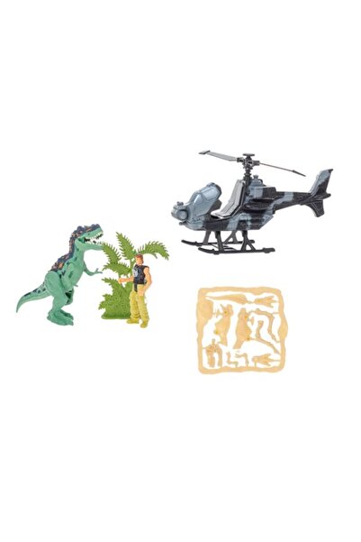 OEM Set de joacă cu dinozauri, cu elicopter și figurine