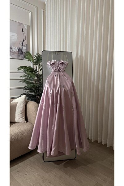 FASHION Light Purple Classic Dress with Glittering Beading on the Chest and F...