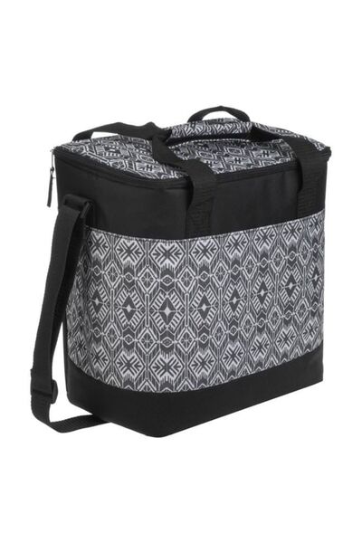 OEM Geantă termoizolantă neagră cu model alb 28 x 18 x 30 cm - 15 L