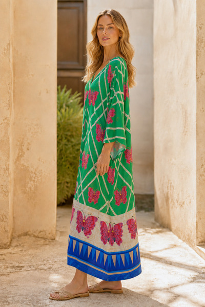 Pure Class Butterfly Pattern Buttoned Oversize Dress |   One Size |   Std Size