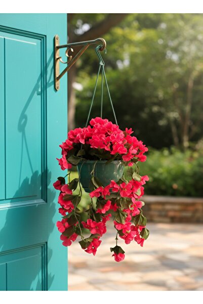 NEŞELİ ÇİÇEKLER Dekoratif Yapay Sarkıt Çiçek Askılı Saksı 75x25 cm Balkon Çiç...
