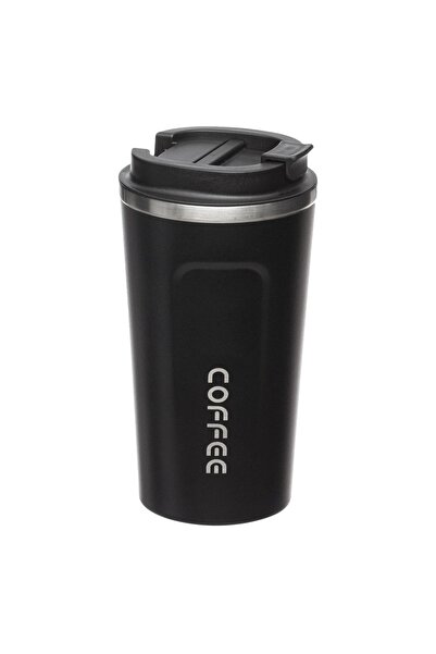 Z Store Pahar termoizolant negru din metal cu capac - 500ml