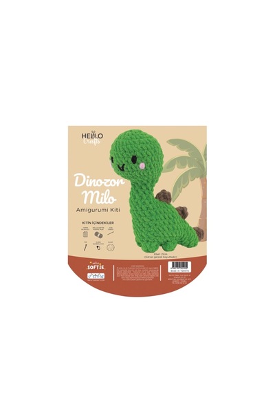 seymatabur Velvet Amigurumi Kit Dinosaur Milo Finished Size 21 cm