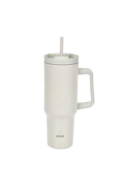 Z Store Cană termoizolantă din oțel inoxidabil de 1200ml cu mâner - Ecru