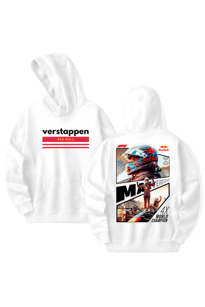 STİL-X Max Verstappen Printed Cotton Long Sleeve Hooded Sweatshirt with 3 Yarns