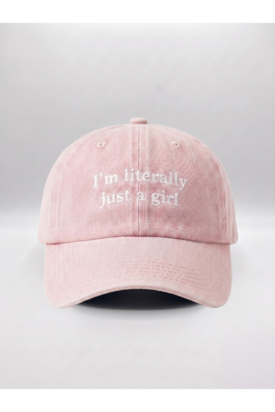 Hathub Club "I'm literally just a girl" Nakışlı Yıkamalı Şapka / Kep
