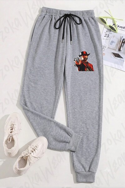ZOKAWEAR Unisex crvene trenirke sa printom iz igre Red Dead Redemption 2