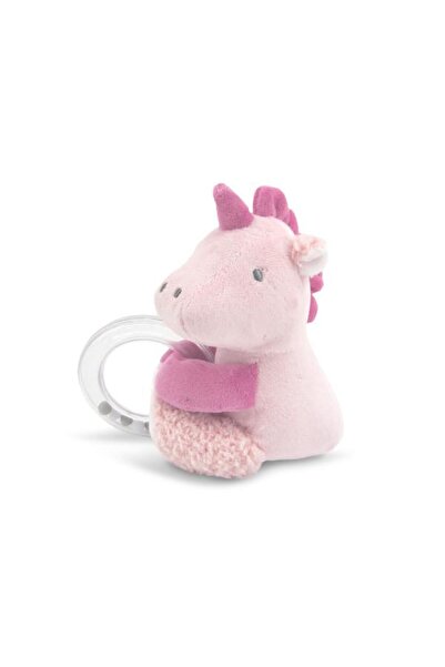 Lorelli Toys Jucarie de plus, Unicorn roz, 11 cm, cu inel si bilute zornaitoa...