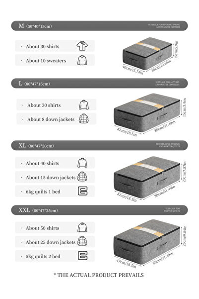 choice2 XXL Grey Large-capacity under-bed clothing storage bag quilt storage ...