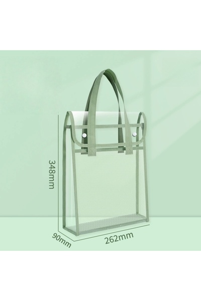 Choice3 Green PVC Double-layer Widened Transparent Tote Bag,Snap on Storage,A...