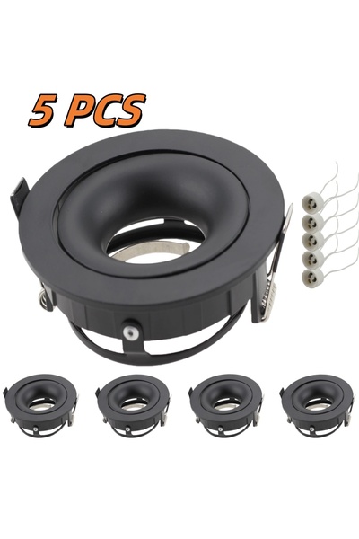 Choice1 5pcs Black-GU10 5pcs LED Spotlight Frame with GU10 Base Recessed Roun...