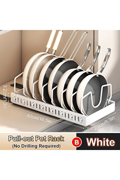 choice2 White Pot rack Pull out Pots and Pans Organizer Sliding Pot Lid Holde...
