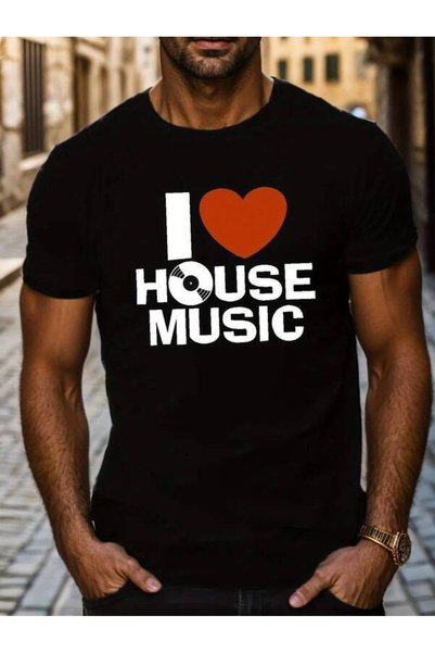 23 nisan Men's I Love Vinyl Record Print TShirt Short Sleeve Round Neck Casual Style with Pattern, Washable Suitable Haoshi Music Enthusiasts and Activities