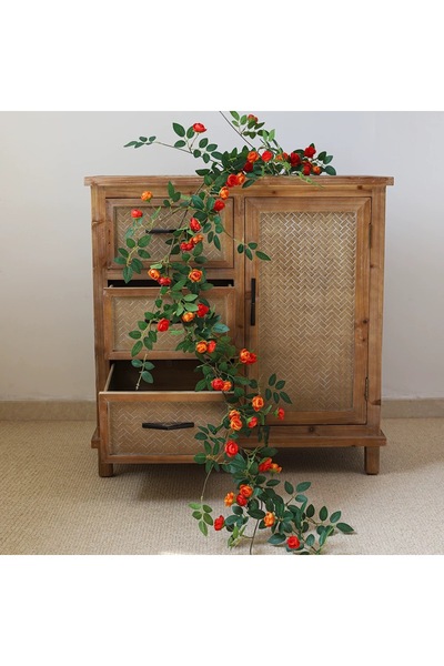 Choice1 Orange Artificial Fake Vine Ivy Garland, Silk Rose Hanging Plants, Fa...