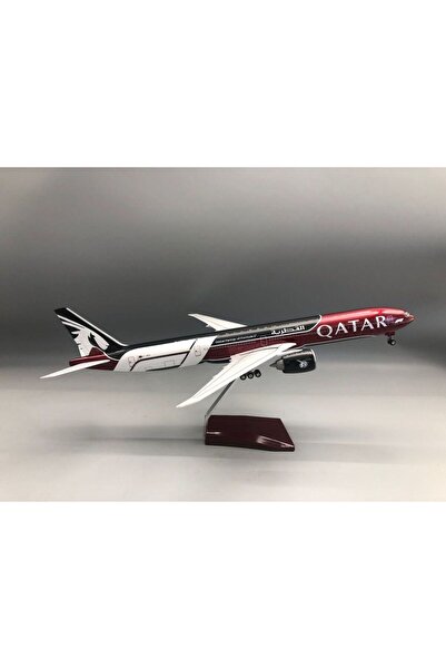 Choice1 نموذج طائرة B777-300 قطر بطول 47 سم، نسخة طبق الأصل من الراتنج مع إضا...