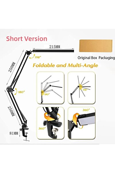 Choice3 Short Black 10W LED Desk Lamp with Clamp Swing Arm Eye-Caring Dimmabl...